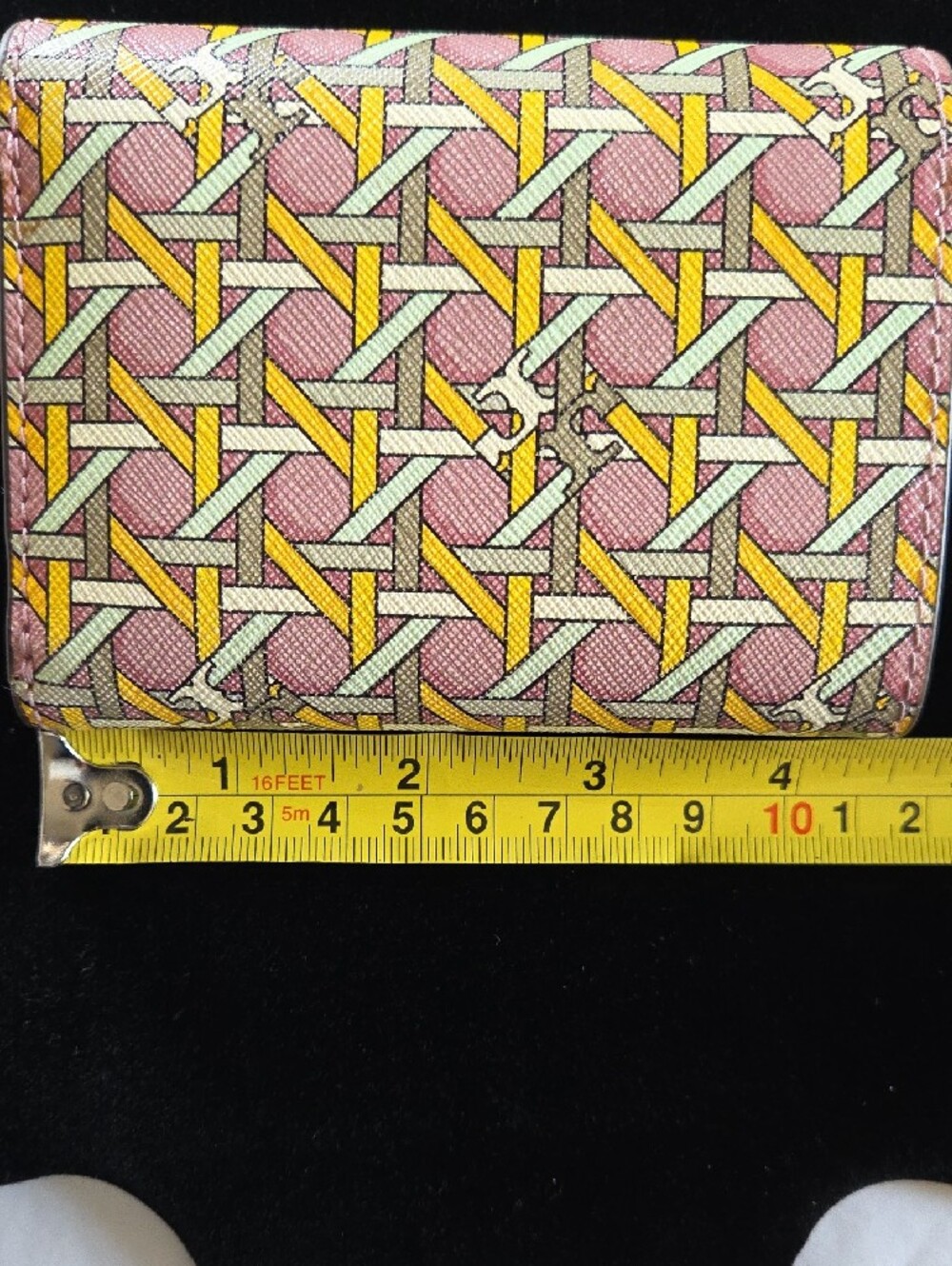 Tory Burch Pink Yellow Patterned Leather Card Wallet - Picture 4 of 9